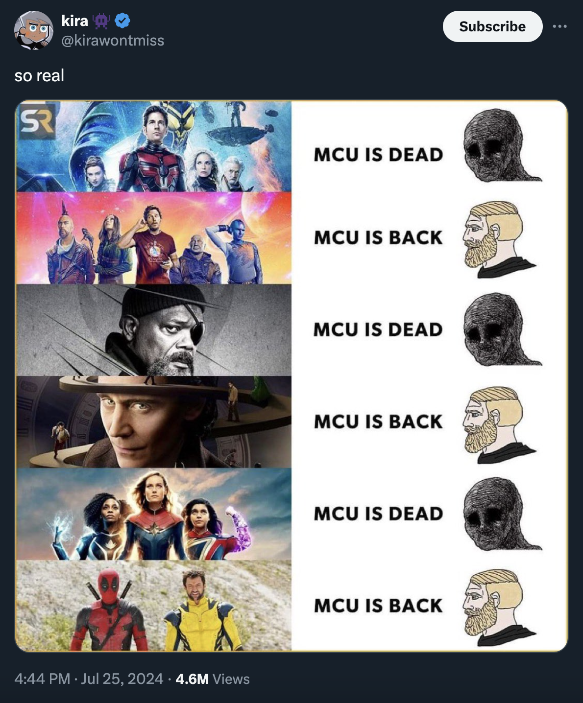 mcu meme 2024 - kira so real S 4.6M Views Mcu Is Dead Mcu Is Back Mcu Is Dead Mcu Is Back Mcu Is Dead Mcu Is Back Subscribe